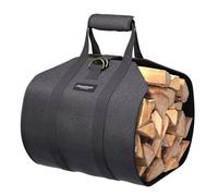Amagabeli Sac à Bois, Sac de Transport pour Buches de Cheminée en Toile Cirée Résistante, avec Poignées et Sangle Réglable, Pour Intérieur, Extérieur, Camping, Noir