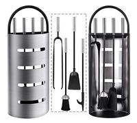 Amagabeli Set de 5 Accessoires de Cheminée en Acier Inoxydable, 65.5cm | Garniture Lourde Anti-Rouille