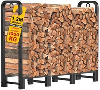 Amagabeli Support à Bois Extérieur 122x107x30 cm - Porte-Bûches Métallique Robustepour Cheminée, Acier Noir Antirouille