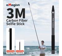 aMagisn Perche à selfie invisible de 3 m, monopode extensible en fibre de carbone de 118 pouces pour accessoires Gopro Max DJI 360 Insta360 X3 X4 Air X5 3M