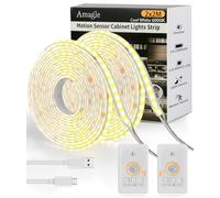 Amagle 2 Pièces COB Ruban Bande LED USB Blanche 2M Chambre Lumiere 2200mAh Pile Interieur Nuit Veilleuse Détecteur de Mouvement Rechargeable Bandeau LED Strip Lights TV Escalier Placard Lampe Sans Fil