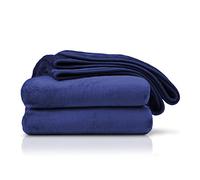 Amago - Couverture Extra Douce, Sensation Cachemire, 130 x 170 cm - Bleu Marine