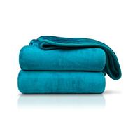 Couverture Pas de marque Amago Couverture extra-douce, Cashmere-Feeling, Bleu pétrole, 130 x 170 cm, 40024-54-1317