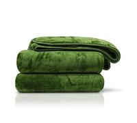 Amago - Couverture Extra Douce, Sensation Cachemire, 180 x 220 cm - Vert Foncé
