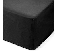 Amago - Drap Housser, 50 cm Bonnet, 100% Coton, 140 x 200 cm - Noir