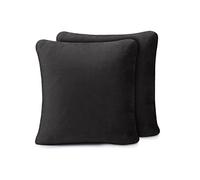 Amago Taie d'Oreiller, Sensation Cachemire (Lot de 2), 50 x 50 cm - Noir