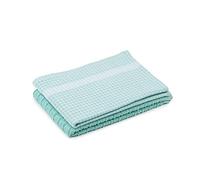 Amago Torchons en Jacquard (Lot de 2), 50 x 70 cm - Turquoise/Blanc