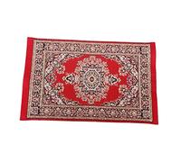Amagogo 1:12 Échelle Tapis de Sol Décor Fournitures Meubles Accessoires Maison Salon Chambre Tapis Tissé Maison de Poupée Sol Soie Revêtements Ornements, Rouge