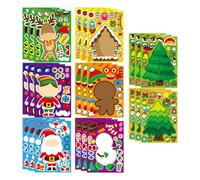 Amagogo 24 feuilles d'autocollants de Noël pour enfants, créez vos propres autocollants de Noël, mignons, bricolage, art, jeu, fournitures de fête, Style A