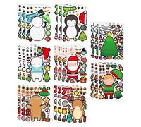 Amagogo 24 feuilles d'autocollants de Noël pour enfants, créez vos propres autocollants de Noël, mignons, bricolage, art, jeu, fournitures de fête, Style B