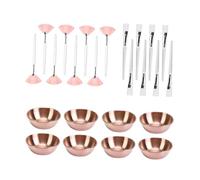 Amagogo 24 pièces pour soins esthétiques : bol facial polyvalent avec brosse pour salon beauté, spa, lotion pour le corps et cosmétiques, Brosse Blanc Argenté