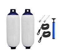 Amagogo 2X Marine Boat Fenders Pare-Chocs de Bateau Accessoires de Bateau Anti-Collision 4,5 '' x 16 '' avec Corde et Pompe de gonflage pour amarrage, Blanc et Bleu