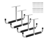 Amagogo 4 crochets de rangement suspendus pour garage, support de plafond multifonctionnel en fer pour tuyaux d'arrosage, bois, échelle, vélo, Argent