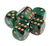 Amagogo 5pcs Jeux de dés 6 à 6 Côtés, Square Corne pour Voyage Play Set Toys, Vert foncé