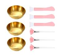 Amagogo 9 Pièces Bols Mélangeurs Ensemble Ustensiles Soins Pinceaux Double Embout Acier Inoxydable Convient Aux Femmes Routine Beauté Spa Maison, or