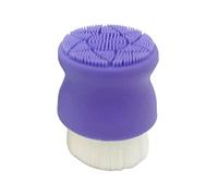 Amagogo Brosse nettoyante pour double poils souples, tampon en silicone multifonctionnel, poils souples à un côté, silicone à face, violet