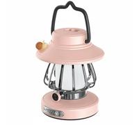Amagogo Camping Lantern Lanterne Style Ancien Lampe de Camping Lampe de Tente Lumière Nomade Trois Couleurs de Lumière avec Réglage Continu et Mémoire, Rose