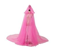 Amagogo Cape à capuche pour femme, cape de mariage pour adultes, costume durable, longue, lavable, en tulle brillant, avec capuche, cape de mariée pour fête, ROSE