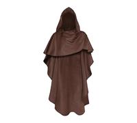 Amagogo Cape médiévale d'Halloween avec capuche, cape de sorcier pour déguisements et représentations sur scène, Brun