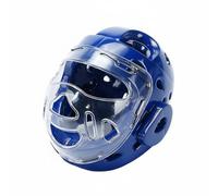 Amagogo Casque de Taekwondo Protège Tête Transparent Protection du Visage Oreilles Protégées Doubles Couche Amorti des Impacts Circulation d'air Bon Maintien, Blue, XS