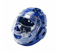 Amagogo Casque de Taekwondo Protège Tête Transparent Protection du Visage Oreilles Protégées Doubles Couche Amorti des Impacts Circulation d'air Bon Maintien, Blue, XL