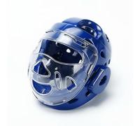 Amagogo Casque de Taekwondo Protège Tête Transparent Protection du Visage Oreilles Protégées Doubles Couche Amorti des Impacts Circulation d'air Bon Maintien, Blue, M