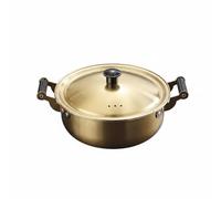 Amagogo Casserole en Acier Inoxydable 304 Marmite Soupe Ramen Noodle Cuiseur Conception Ergonomique Poignées Antidérapantes Chauffage Efficace Compatible Feu, Or, 20CM Avec Couvercle
