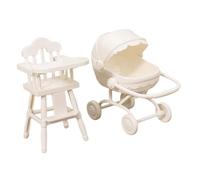 Amagogo Chaise Haute et Poussette Miniatures à l'échelle 1:12. Jouet de Chaise Haute Miniature, Ornements réalistes, Accessoire Photo pour maisonnette ou, Blanc