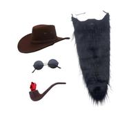 Amagogo Chapeau cowboy et barbe fantaisie pour une mascarade festive, Noir