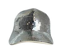 Amagogo Chapeau de Boule Disco avec Miroir, Casquette à Visière Pailletée pour la Danse