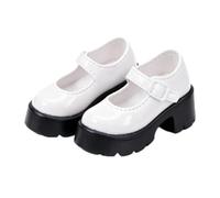 Amagogo Chaussures de Poupée Féminine Escarpins Souliers Mocassins Vernis à Bride Silhouette Surélevée avec Semelle Épaisse et Talon PVC Adaptées à Figurines, Array, Blanc
