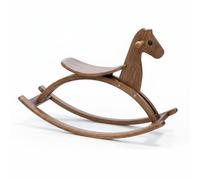 Amagogo Cheval à Bascule Enfant Cheval Bascule Jouet Balançoire Bois Bébé Construction Simple Nordique Surface Polie Prise Confortable Mains Pieds, Walnut