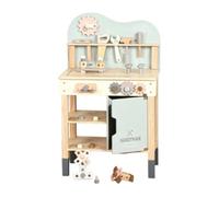 Amagogo Coffret D Outils Bricolage en Bois pour, Établi De Jeu en Bois pour Enfants, avec des Accents Bleu Brumeux Et des Outils Pastel, Style Doux Et Moderne.