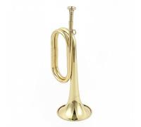 Amagogo Corne à Vent en Laiton Bugle Trompette de Cérémonie Instrument à Vent Structure Métallique Gravure Polie Adaptée aux Processions et Décorations, Trompette De Clairon Standard