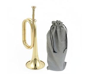 Amagogo Corne à Vent en Laiton Bugle Trompette de Cérémonie Instrument à Vent Structure Métallique Gravure Polie Adaptée aux Processions et Décorations, Trompette De Clairon Avec Sac De Transport