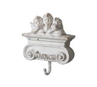 Amagogo Crochet Murale Ange Crochet Décoratif Patère Plaque Murale en Résine avec et Scrollwork Sculptés Finition Vieillie Blanche et Détails Travaillés Pièce, Mbk004