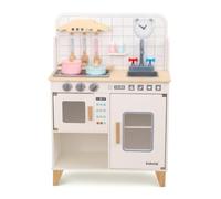 Amagogo Cuisine Jeu en Bois pour Enfants avec Four Avant et Plaque Simulée pour Développer Les Compétences Sociales et la , Blanc , Cuisine Danoise Noble Blanche 328 Son Et Lumière