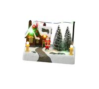 Amagogo Décoration de maison de village de Noël avec musique et ornement en résine lumineux, décoration de table pour affichage de table de salon, Le Père Noël