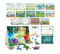 Amagogo Dinosaur Busy Toy Book, Activité d'apprentissage, jouet préscolaire, livre d'autocollant réutilisable Education pour les enfants de 3 à 5 ans de
