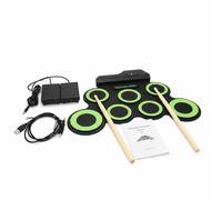 Amagogo Electronic Drum Pad Tapis Tambour Électronique Batterie Numérique Tapis Portable Silicone avec Fonctions d'Entraînement et Rythmes Intégrés Adapté aux Étudiants de Pratique, Vert