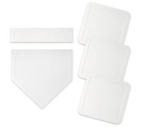 Amagogo Ensemble Cinq Bases Baseball avec Plaque Marbre et Coussinets Lanceur en Caoutchouc Flexible pour Entraînement Scolaire et Jeux Plein Air, Blanc