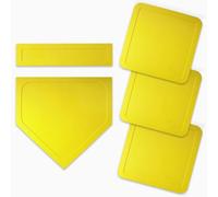 Amagogo Ensemble Cinq Bases Baseball avec Plaque Marbre et Coussinets Lanceur en Caoutchouc Flexible pour Entraînement Scolaire et Jeux Plein Air, Jaune