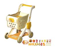 Amagogo Ensemble de Panier D'achat pour Enfants, Panier D'épicerie, Jouets de Rangement de Bureau, Jeux de Rôle, Beige