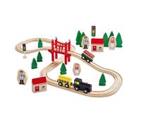 Amagogo Ensemble de Train en bois, jouet éducatif, jeu familial, ensemble de jouets ferroviaires, jouet Montessori pour enfants de 3 ans et plus, cadeaux, 39 Pièces