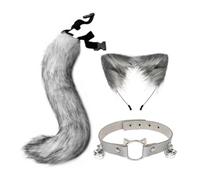 Amagogo Ensemble oreilles et queue pour femmes et filles, pince à cheveux en peluche pour spectacle de Noël, Gris