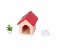 Amagogo Ensemble pour Animaux de Compagnie à L'échelle 1/12, Maisons de Poupées Miniatures, Niches En Bois pour Chiens, Accessoires, Objets de Présentatio, 3 pièces
