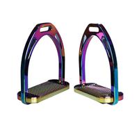 Amagogo Étrier Antidérapant Équestre Aluminium Poli Support de Pied Plateau Texturé Traction Confort Position Stable Convient aux Adultes Hommes Femmes Dressage Saut de Loisir , Arc-en-ciel
