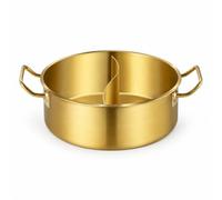 Amagogo Faitout à Deux Compartiments Marmite Hot Pot Casserole Shabu Réchaud Double Compartiment en Acier Inoxydable Répartition Rapide de Chaleur Base Plane, 26cm