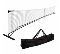 Amagogo Filet de Pickleball Portable d'Entraînement de Match de Terrain de Pratique en Métal Base Robuste avec Appuis en Caoutchouc, Blanc Et Noir, Filet avec Cadre