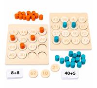 Amagogo Jeu D'arithmétique en Bois Disques Numérotés Manipulable Planche Comptage en Bois Interactif J Mathématique pr Élèves Maternelle
